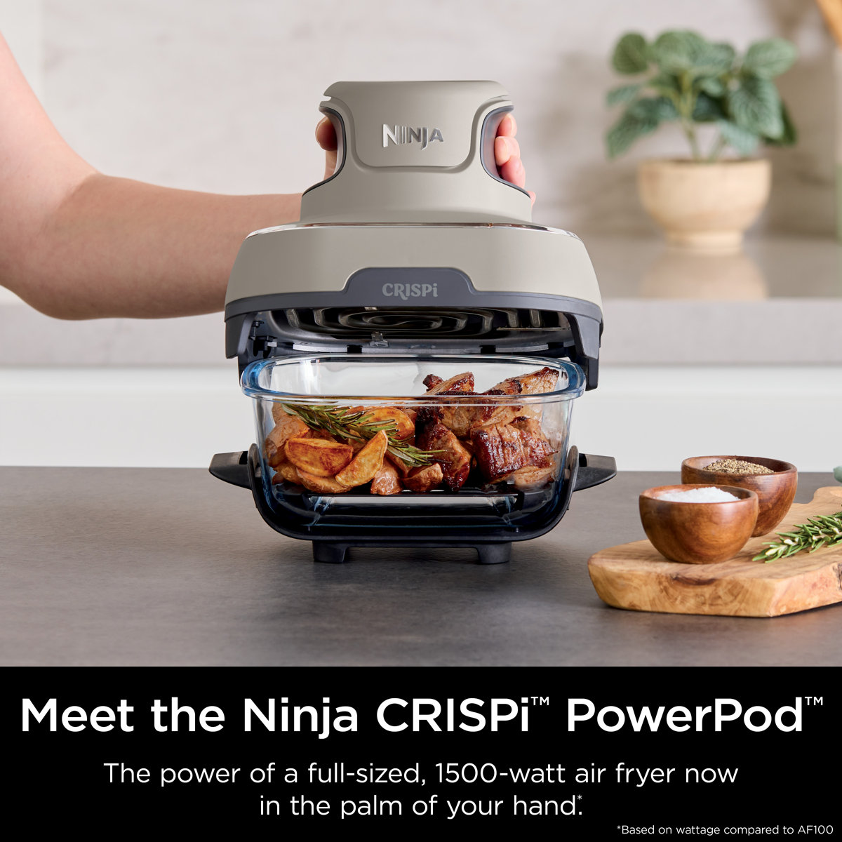 Ninja Crispi 4-in-1 Portable Glass Air Fryer Cooking System, 4 QT & 6 Cup Glass Containers with Storage Lids, Easy Meals, Microwave, Freezer & Dishwasher Safe, Air Fry, Bake, & More